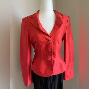 Escada - Peach red satin button-on peplum blouse or jacket